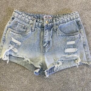 Chelsea High Rise Destructed Denim Cut Off Shorts Women's Size 3